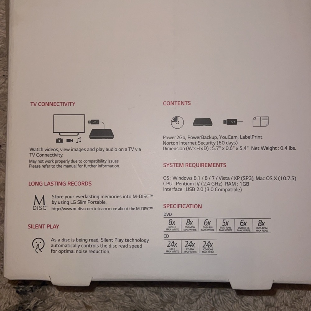 LG Ultra Slim Portable DVD Writer - Picture 4 of 4